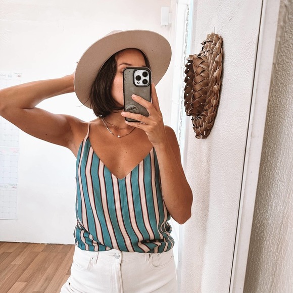 Le Superbe by Revolve Club Camisole Stripe Tank Teal & Pink - Picture 1 of 12